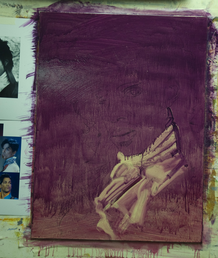 Prince, purple, oil painting, illustration, pop music, jeff slemons