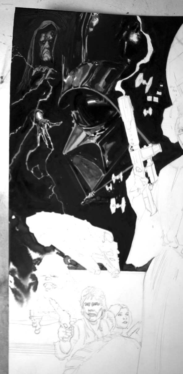 Princess Leia, Pen & Ink, inking, comic art, star wars, science fiction