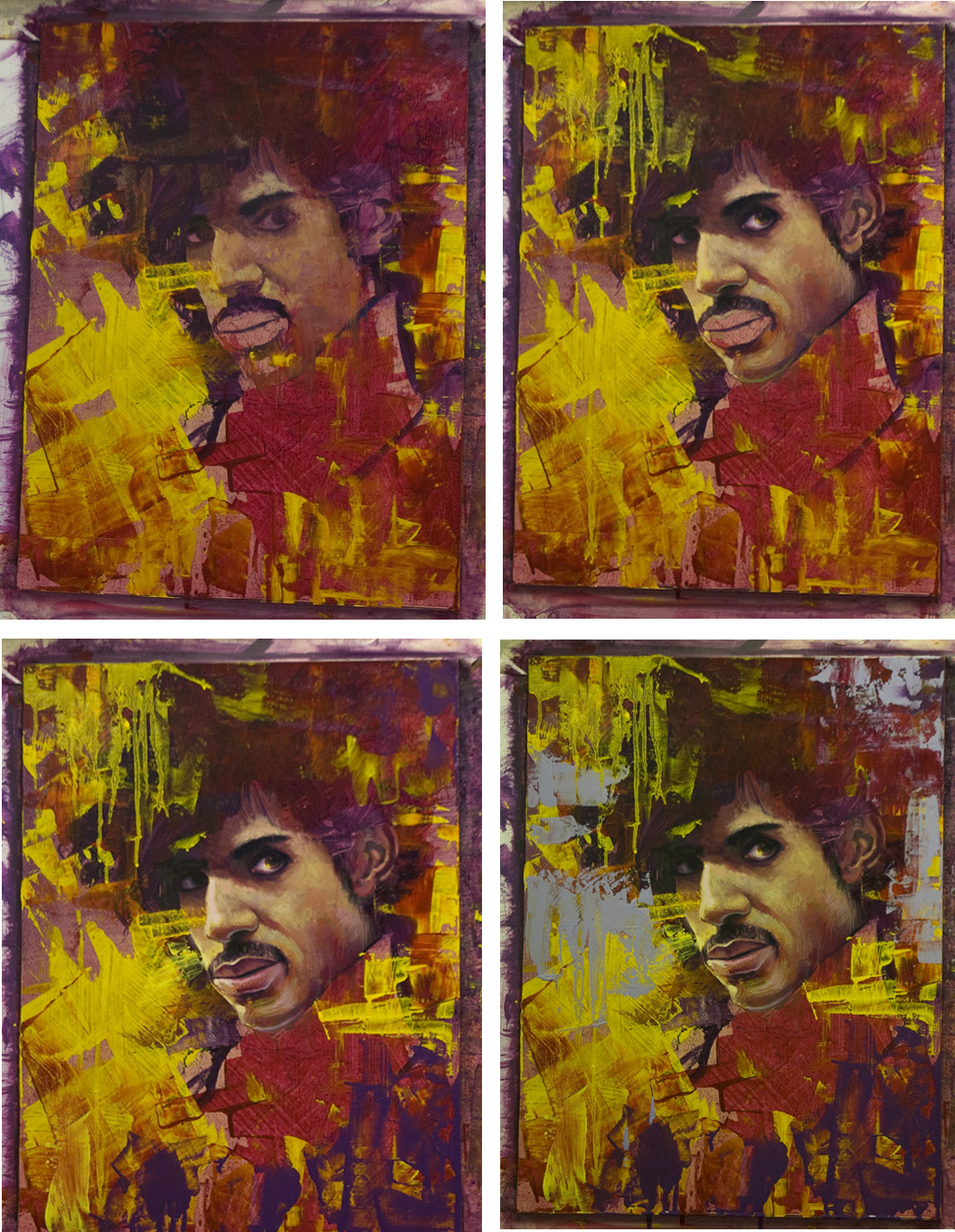 Prince, purple, oil painting, illustration, pop music, jeff slemons